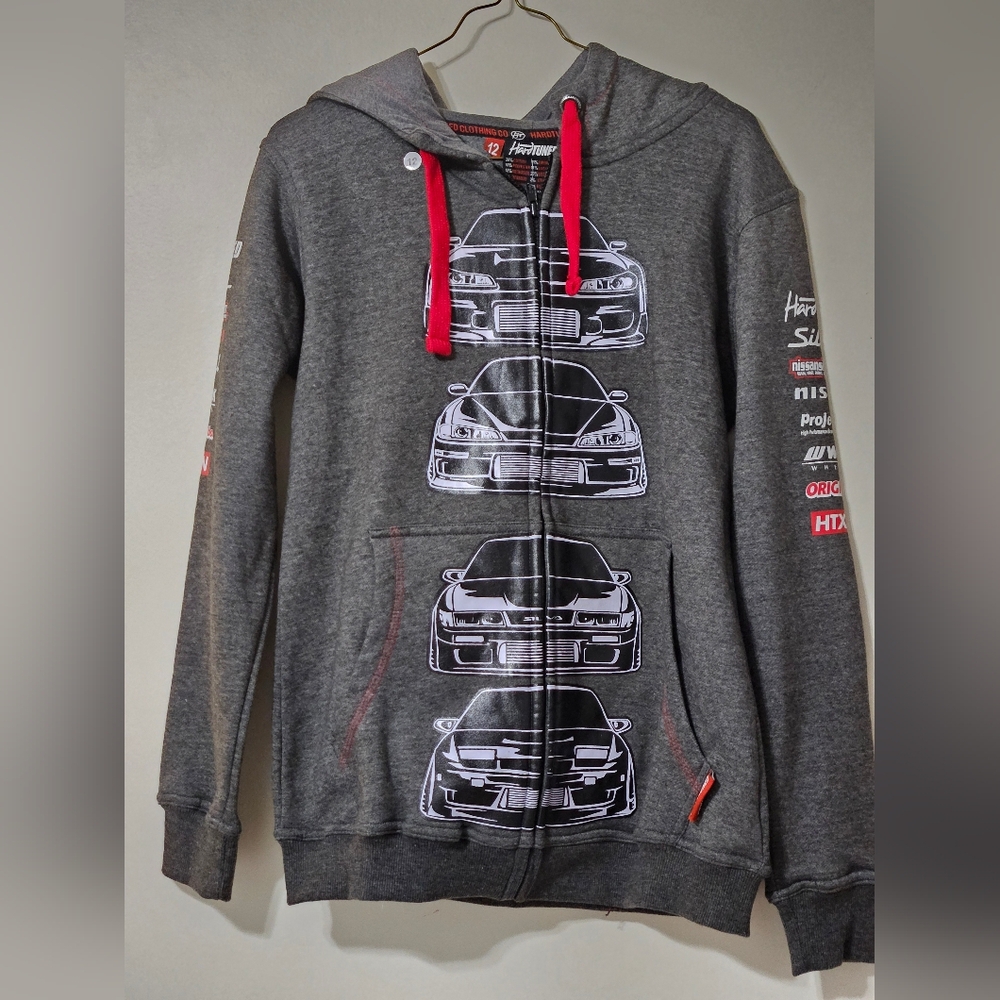 NWT Nissan Silva Hardtuned Zip up Hoodie Youth Size 12 Car Lover
